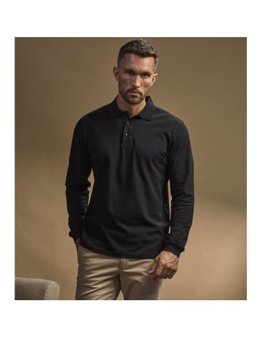 TEE-1406-Mens Luxury Stretch Long Sleeve Polo
